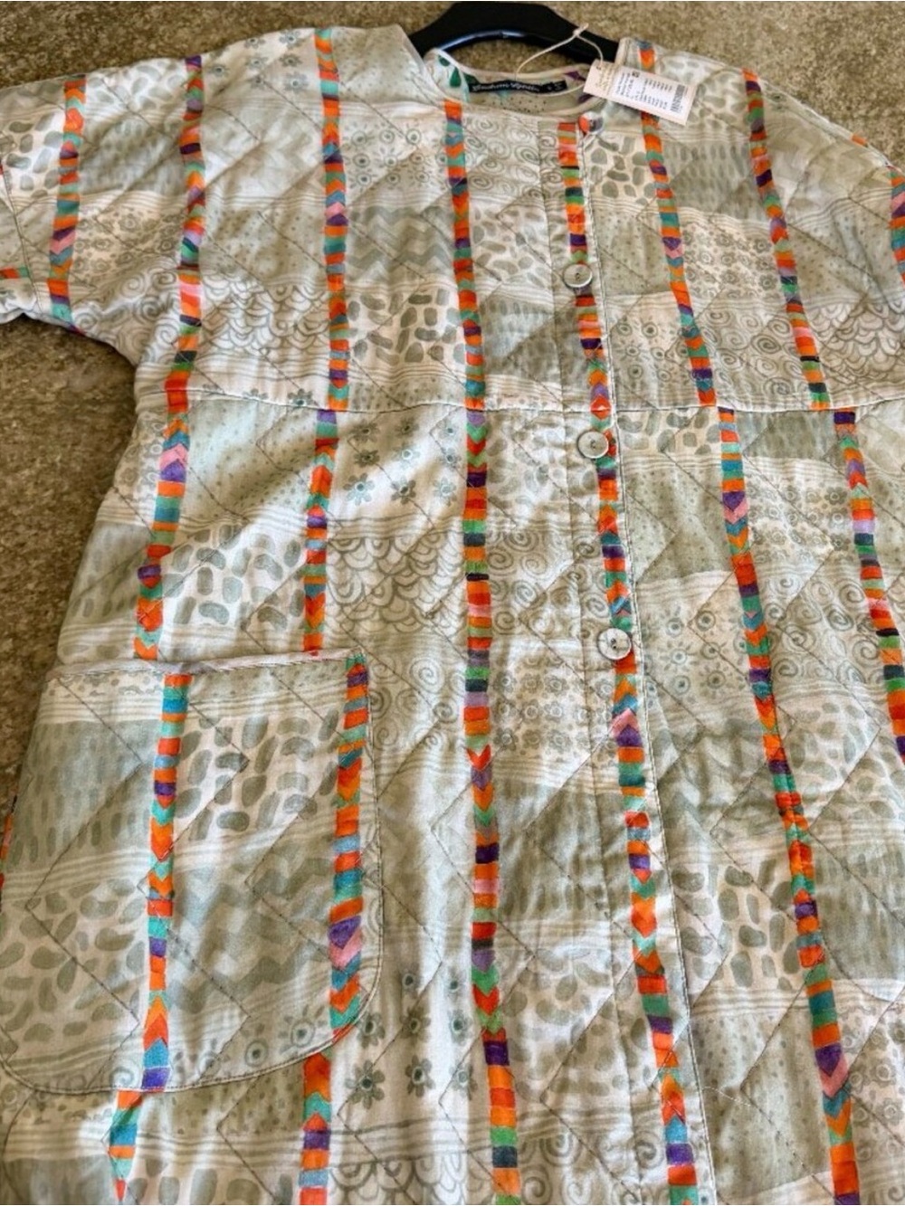 NWT Gudrun Sjoden WARM Quilted, REVERSIBLE Blue/Grey Floral Coat w Multicolor - Picture 4 of 13